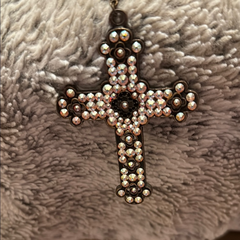 Elegant Crystal Cross Pendant Necklace